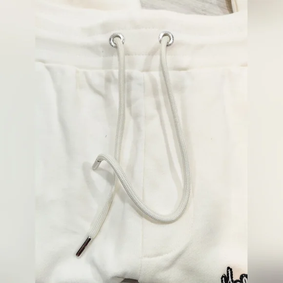 NWT Street Style Rhinestone Soft Cream Sweat Pants By Left Point Italy SIZE LG